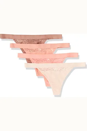 Amazon Damen Tanga-Unterwäsche Baumwolle und Spitze, 4er-Pack, , 38