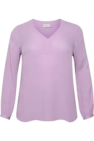 Kaffe Langarm-Bluse KCami Damen Bluse Langarm V-Ausschnitt Lassig Langarmshirt Große Größen 44