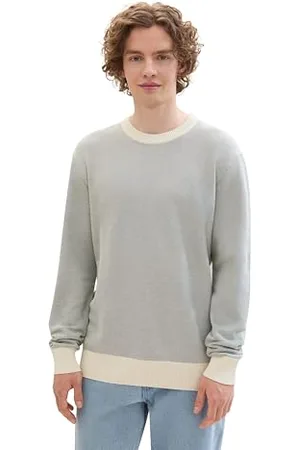 TOM TAILOR Herren Crewneck Strick-Pullover aus Baumwolle, , XXL