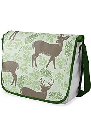Bonamaison Le Jardin du Lin Digital Bedruckte Messenger Schultaschen mit Khaki Riemen für Mädchen und Jungen, Zurück zur Schule, Kuriertaschen für Schüler, Umhängetaschen, Größe: 29x36 Cm