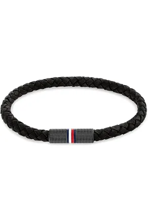 Tommy Hilfiger Jewelry Geflochtenes Lederarmband für Herren Schwarze Farbe - 2790459