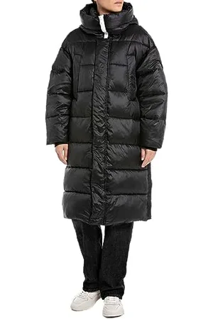 Replay Damen Mantel Steppmantel Glänzend, (Schwarz), M