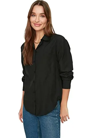 Trendyol Damen Black Boyfriend Shirt, , 38 EU