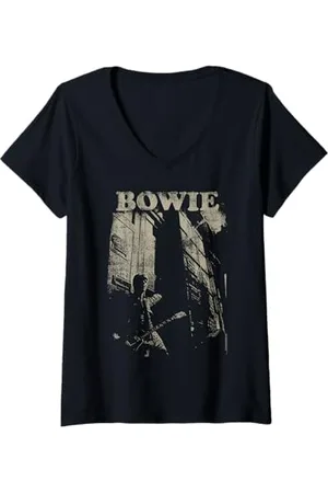 David Bowie Damen - Stapel T-Shirt mit V-Ausschnitt