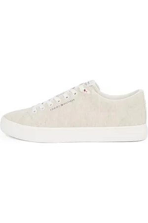 Tommy Hilfiger Herren Vulcanized Sneaker Core Chambray Low Top, Weiß (Ecru), 43
