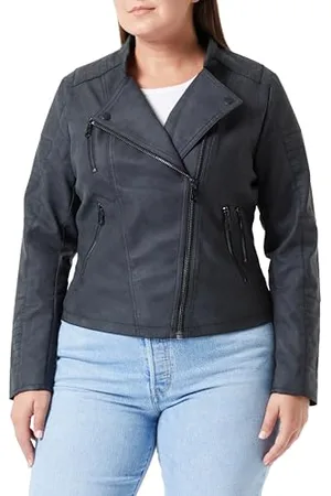 ONLY Damen CARNEWAVANA Faux Leather Biker OTW Lederimitatjacke, Black, 42
