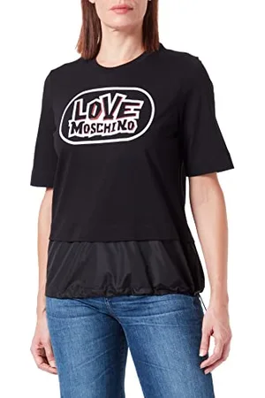Moschino Damen Regular Fit Long Sleeves Skate Print Nylon Insert On The Bottom Of The Garment Closed By Drawstring T Shirt, , 40 EU