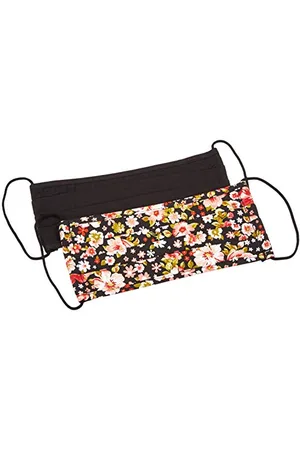 Pieces® Damen Pccommunity Mask Adult 2-Pack Kacbc Mundschutz, (Black/AOP Pink Flowers), Einheitsgröße