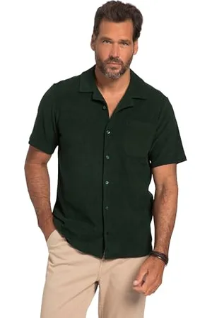 JP 1880 Herren Frottee, Halbarm, Kubakragen, Modern Basic Fit Hemden, , 4XL