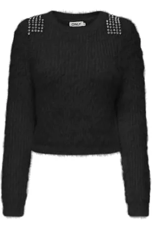 ONLY Damen ONLSURI LS Bling Crop O-Neck PRM KNT Pullover, , M