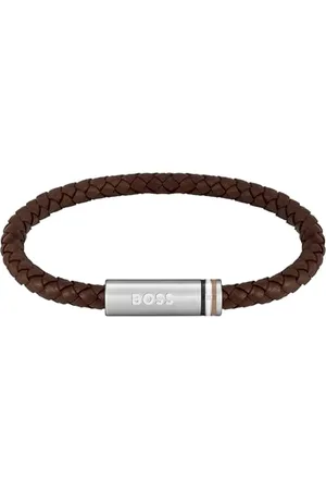 HUGO BOSS Jewelry armband für Herren Kollektion ARES SINGLE mit Braunem Leder und Edelstahlverschluss - 1580623