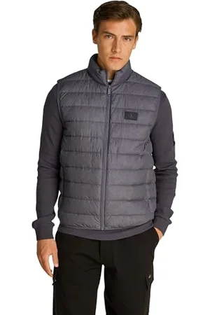 Calvin Klein Herren Weste Down Vest Steppweste, Grau , XXL