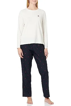 Tommy Hilfiger Damen Giftbox Pj Ls Tee & Slippers UW0UW03882 Geschenkpackungen, Weiß (Ivory/Small CMD/Rouge), M