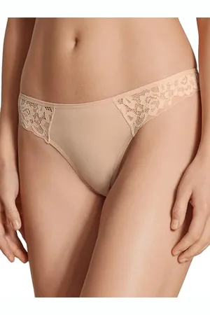 Calida Natural Comfort Lace String Damen, niedrig geschnitten, aus hochwertiger Supima-Baumwolle, mit Spitzendetails