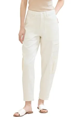 TOM TAILOR Damen Barrel Mom Fit Cargo Hose, off white, XL
