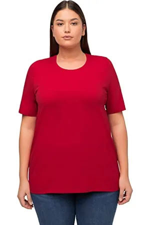 Ulla Popken Damen T-shirt, A-linie, Rundhalsausschnitt, Halbarm, , 58-60 EU