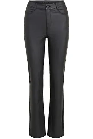 VILA Damen Vicommit Coated Hw Straight Pant-noos Kunstlederhose, , XXL EU