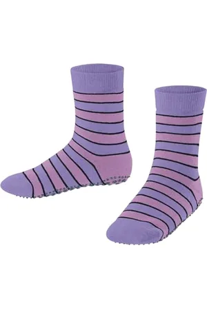 Falke Unisex Kinder Simple Stripes K HP Baumwolle Rutschhemmende Noppen 1 Paar Stoppersocken, Lila (Light Lilac 6819) neu-umweltfreundlich, 19-22