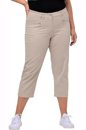 Ulla Popken Damen Mony, Wadenlang, Zipptaschen, Stretch Hose, , 45W / 32L EU