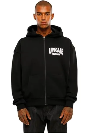 Mister Tee Unisex MT2864-Upscale Studios Ultra Heavy Oversize Zip Jacket Hooded Sweatshirt, Black, XL