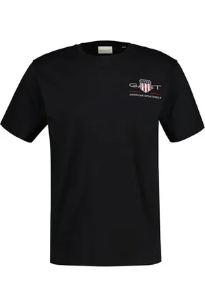 GANT Herren REG Archive Shield EMB SS T-Shirt, Black, Standard