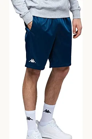 Kappa Herren Shorts in Größe S I Blaue Sporthose Logo & praktischen Seitentaschen I Aus pflegeleichtem Polyester I Kurze Hose mit elastischem Bund für Sport & Freizeit