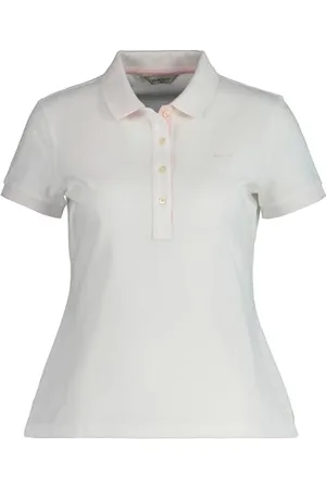 GANT Damen Contrast Collar SS Pique Polo, White, XXL