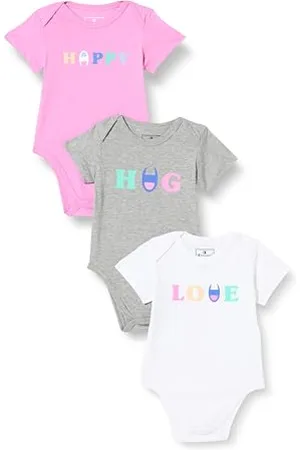 Champion Baby-Jungen Legacy Icons Td Graphic Print Newborn Crewneck Onsie, Hellgrau Melange/Weiß/Rosa Zyklamino, 68
