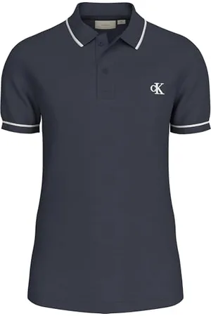 Calvin Klein Herren Poloshirt Kurzarm Tipping Slim mit Stretch, Blau , XS