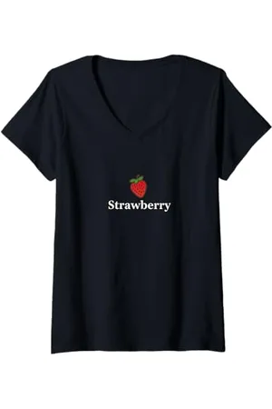 Fruit Of The Loom Damen Erdbeere T-Shirt mit V-Ausschnitt