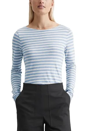 Marc O’ Polo Marc OߴPolo Herren Langarmshirt aus Bio-Baumwolle gestreift, Blau , XL