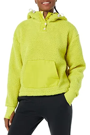 Amazon Damen Teddy-Fleece-Jacke mit Viertel-Knopfleiste und Kapuze, , XXL