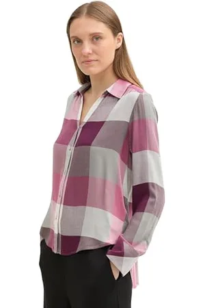 TOM TAILOR Damen Bluse mit Karomuster, , 46