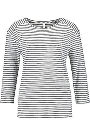 Gerry Weber Damen 3/4 Arm Shirt mit Ringeln überschnittene Schultern, 3/4 Arm gestreift 36