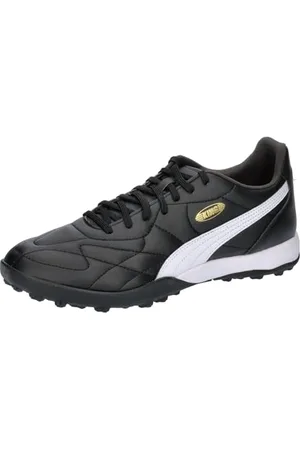 PUMA Unisex King Top Tt Soccer Shoe, Black White Gold, 36 EU