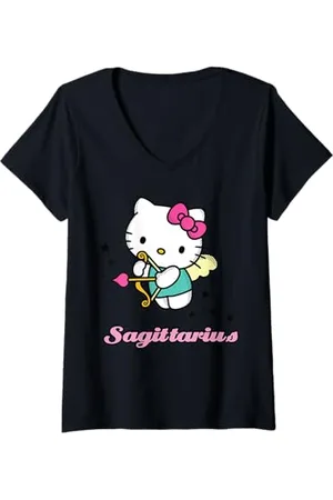 Hello Kitty Damen Sagittarius Star Sign T-Shirt mit V-Ausschnitt