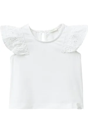 Benetton Baby-Mädchen T 3FYKA104P Kurzarm Shirt, Bianco, 56 cm