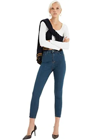 Trendyol Navy LaCivert Hohe Taille Skinny Jeans, Navy, 46
