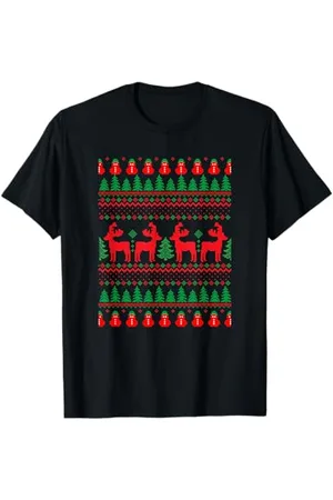 F4NT4STIC Weihnachtliche Rentiere hässliche Weihnachtsmuster T-Shirt