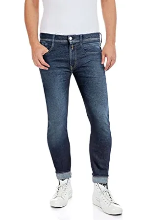 Replay Herren Jeans Anbass Slim-Fit Hyperflex Recycled mit Stretch, (Blau), 28W / 32L