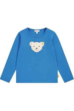 Steiff T-Shirt Langarm EU Größe 110 , Jungen Langarm-Sweatshirt, Longsleeve für Kinder, Pullover langärmelig, Kinderoberteil, ideales Basic Shirt, bequem und weich, waschmaschinenfest