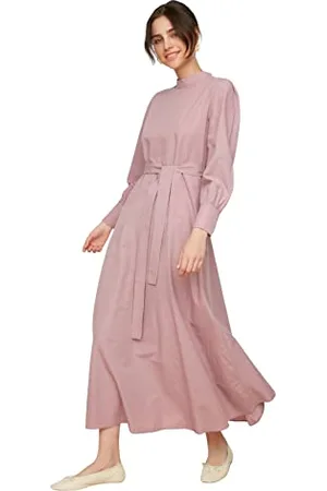 Trendyol Damen Woman Modest Maxi A-line Crew Neck Woven Dress Kleid, , 42