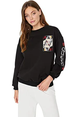 Trendyol Damen Twoaw23sw00192/Siyah Sweatshirt, , 46