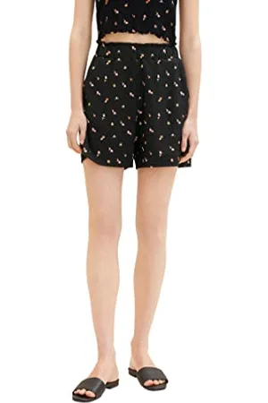 TOM TAILOR Damen 1036855 Basic Shorts, 31950-Small Black Flower Print, M