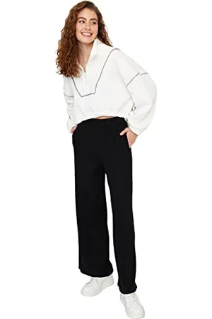 Trendyol Damen Herren Mittlerer Bund Wide Leg Hose Pants, , S
