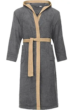Ladeheid Herren Frottee Bademantel aus 100% Baumwolle LA40-190 (Dunkelgrau-12/Beige-8, S)