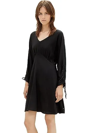 TOM TAILOR Damen Kleid mit Raff-Detail , deep black, XXL