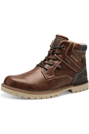 QS by s.Oliver Herren Stiefel zum Schnüren mit Reißverschluss Wasserabweisend, (Brown), 45 EU