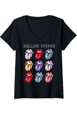The Rolling Stones Offizielle HD Multi Color Tongue T-Shirt mit V-Ausschnitt