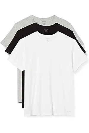 Calvin Klein Herren T-Shirts Kurzarm Rundhalsausschnitt, Mehrfarbig (Black/White/Grey Heather), S